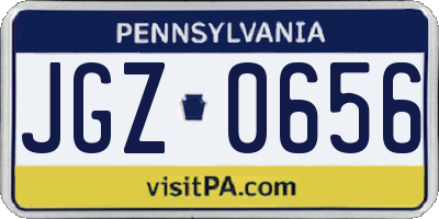 PA license plate JGZ0656