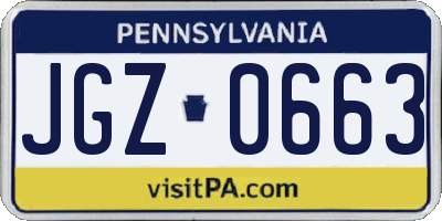 PA license plate JGZ0663