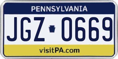 PA license plate JGZ0669