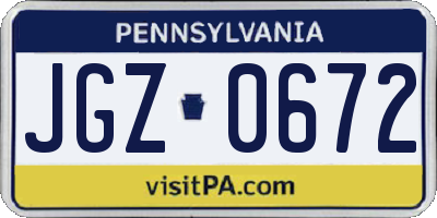 PA license plate JGZ0672
