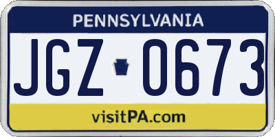 PA license plate JGZ0673