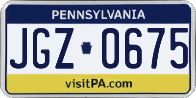 PA license plate JGZ0675