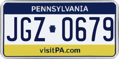 PA license plate JGZ0679