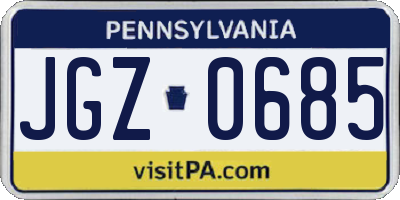 PA license plate JGZ0685