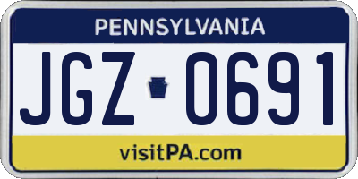 PA license plate JGZ0691
