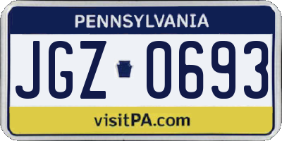 PA license plate JGZ0693