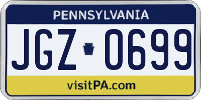 PA license plate JGZ0699