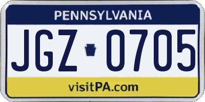 PA license plate JGZ0705
