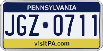 PA license plate JGZ0711