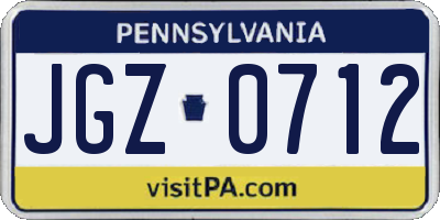 PA license plate JGZ0712