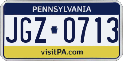 PA license plate JGZ0713
