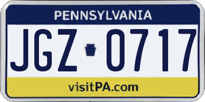 PA license plate JGZ0717