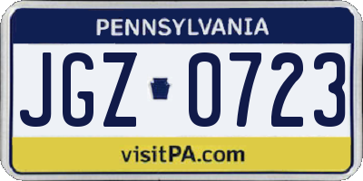 PA license plate JGZ0723