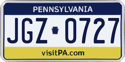 PA license plate JGZ0727