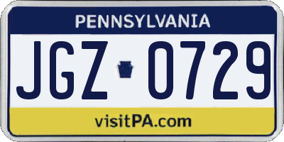 PA license plate JGZ0729