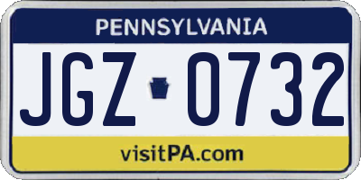 PA license plate JGZ0732