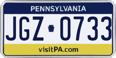 PA license plate JGZ0733