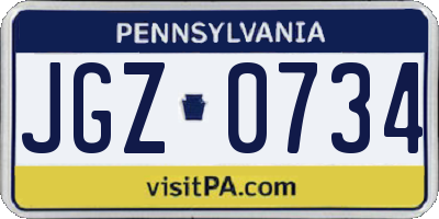 PA license plate JGZ0734