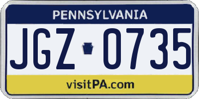 PA license plate JGZ0735