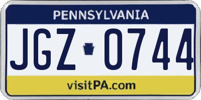 PA license plate JGZ0744