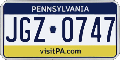 PA license plate JGZ0747