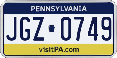 PA license plate JGZ0749