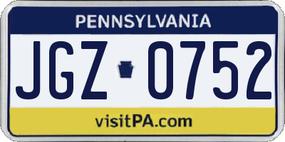 PA license plate JGZ0752