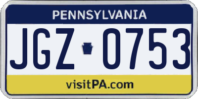 PA license plate JGZ0753