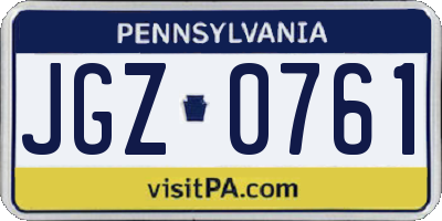 PA license plate JGZ0761