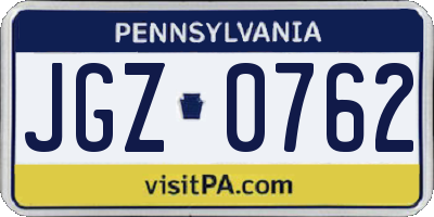 PA license plate JGZ0762