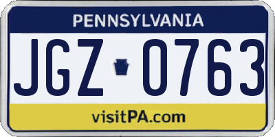 PA license plate JGZ0763