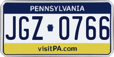 PA license plate JGZ0766