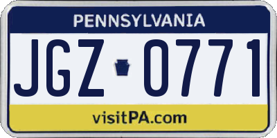 PA license plate JGZ0771