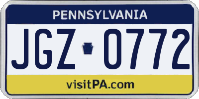 PA license plate JGZ0772