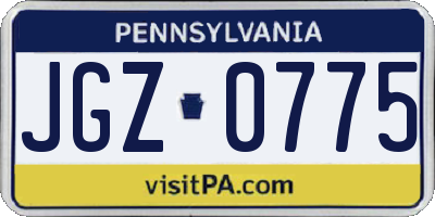PA license plate JGZ0775