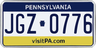 PA license plate JGZ0776