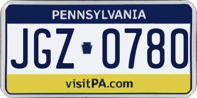 PA license plate JGZ0780