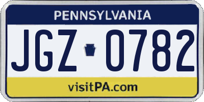 PA license plate JGZ0782