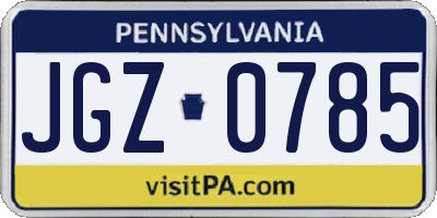 PA license plate JGZ0785