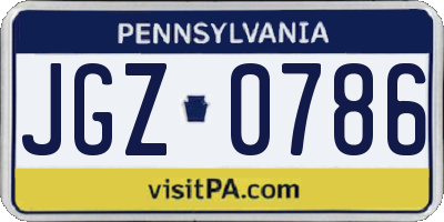 PA license plate JGZ0786