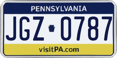 PA license plate JGZ0787