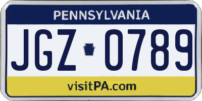 PA license plate JGZ0789