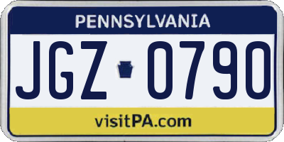 PA license plate JGZ0790