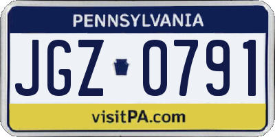 PA license plate JGZ0791