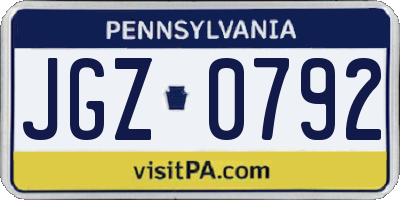 PA license plate JGZ0792