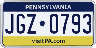 PA license plate JGZ0793