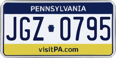 PA license plate JGZ0795