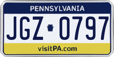 PA license plate JGZ0797