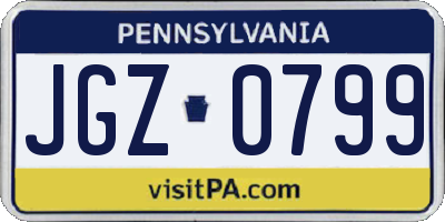 PA license plate JGZ0799
