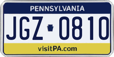 PA license plate JGZ0810
